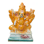 Idol Collections Lord Ganesha Ceramic Sitting Statue Idol (Murti) for Home Decor, Office Decor and Pooja Room | Handmade Lord Ganapathi Good Luck Showpiece Gift (Orange with red shade) (15 cm).