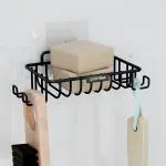 Plantex GI Steel Soap Dish With Hooks for Bathroom/ Soap Holder/Soap Case/Soap Stand/Bathroom Accessories - Pack Of 1 (Black)