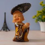 Webelkart Little Baby Cheerish Mood Laughing Buddha with Umbrella Child Monk Statue Showpiece (20.32 cm, Multi) - Laughing Buddha for Good Luck
