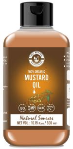 Cold Pressed Organic Mustard Oil 300ml, for Hair, Body, Skin Care, Massage oil, Edible Oil for cooking.