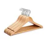 VIKIJO Beige Wood Finish Cloth Hanger with 360 Degree Swivel Hook
