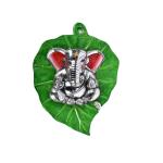 Etsibitsi Green Metal Ganesha On Leaf