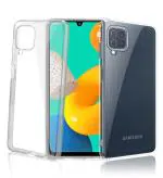 Golden Sand for Samsung Galaxy M32 4G, Samsung Galaxy F22 Back Cover - Ice Crystal Hybrid Yellow Resistant Coating, Shockproof Case, Transparent PC Military Grade TPU, Crystal Clear