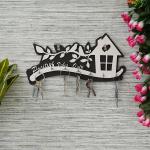 Webelkart Premium Wooden Birds Family Sitting On Branches/Positive Vibes Only Wooden Key Holder for Home/Office Decor, Key Holder for Wall Decor (12 Inches)