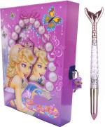 Technochitra Multicolor Charming Angel Designer Lock Diary With Fish Pen Diary Single Rule (Pack Of 2)