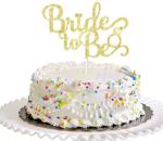 Festiko Gold Bride To Be Cake With Ring Topper For Bridal Shower, Wedding Shower, Engagement, Bachelorette, Hen Party Decorations