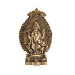 Lakshmiji seated on owl antique gold plated in metal by Handicrafts Paradise