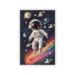 Random Astronaut on Space Printed Wall Painting (12 X 18 Inch )