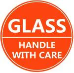 Blackdreams Red Glass Glass Handle With Care Round Sticker - Small (Pack Of 500)