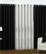 Skirmish Coolstar Black, White Plane Polyester Window Curtains 20 x 10 cm (Curtain 112)