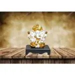 LETS CATCH UPP Gold Plated Lord Dagdusheth Ganesha Idol Figurine for Car Dashboard & Home Decor | Ganesh Murti for Pooja Room | Showpiece Handcrafted Resin | Ideal Gift | 11.5 Inch (Design 3)