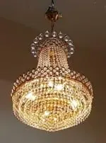 SHRI MAHAL ANTIQUES Round LED Crystal Big size Jhoomar Incandescent Chandelier Light for Living Room