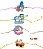 Kavim Kids RA 22444 Plastic (PVC) Rakhi Set (Four Cartoon PVC Plastic)