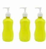 Harsh Pet Yellow Plastic Refillable Lotion Pump Bottle - 400 ml (pack of 3)