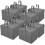 pristu 8 Pack Nylon 85 L Moisture Proof Multipurpose Rectangular Clothing/Toy/Storage/Stationery Organiser Storage Paper Bag with Zipper Closure and Strong Handle-(57x 36.8X 40.5 cm) Black