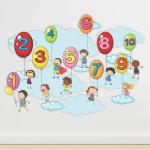 CVANU Balloons Numbers Learning Vinyl Wall Sticker for Kids Wall Decor