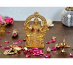 Idol Collections Gold Brass Annapurna Maa Goddess Of Food Idol Statue, Multicolor Metal Musician Lady Decorative Showpiece Table Decor Home Lady Gift Item, 3 Inch