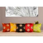Indhome Life Multicolour Embroidered Silk Cushion Covers, 16 X 16 Inch (Set Of 5)