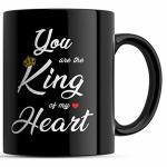 SQUARE DESIGNS Ceramic King of Heart Printed Coffee Mug - 1 Piece, Black, 330 ml