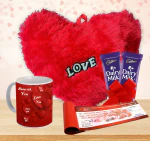 Midiron Beautiful Chocolate Gift Combo |Perfect Gift for Valentine's, Birthday & Anniversary| Unique Gift for Girlfriend, Wife, Husband, Boyfriend| Chocolates, Ceramic Mug, Love Cheque Book, Soft Heart