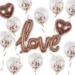 Toyxe Rose, Gold Aluminium Love Foil Balloon, Heart Foil Balloon, Rose Gold Confetti Balloons