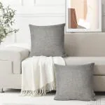 Faburaa 16x16 Inches Sofa Pillow Cover, Square Cushion Cover (Grey, 16x16 Inches, Pack of 2)