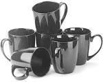 PotteryTown Mrd Glossy Black Ceramic Coffee Mug    250 ml, Pack of 6