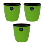 KWEL Deco Self Watering Flower Pot with Outer and Inner Flower Pot Size 6Inch - Pack of 3 Green