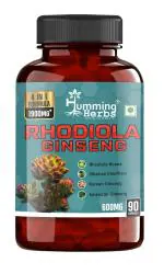Humming Herbs Rhodiola Rosea Capsules | Siberian, Red Korean and American Ginseng Root Extract | Stress and Anxiety Relief Supplements - 90 Veg Capsules