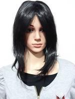 YOFAMA Long Hair Wig Black Synthetic Fiber Women