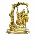 GURU JEE Radha Krishan Ji Ki Murti Brass Statue Radha Krishna Idol On Jhula Swing for Gifts Showpiece Pooja Mandir Temple