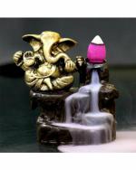 Miss Peach - Gold Handicrafted Smoke Ganesha Water Fountain Backflow Incense Burner With 10 Smoke Backflow Incense Cone In Incense Sticks For Home Smoke Ganesh In Religious Idols , Diwali Gift, Best Gift for Diwali Decor, Diwali Decoration