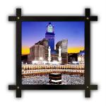PnF Wood Cross Frame Hand-Crafted With Photo Of Mecca-11713, 10 X 14 Inch