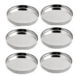 LIMETRO STEEL Stainless Steel Heavy Gauge 6 Pcs Dinner Plates / Lunch Plates / Bhojan Thali ( Size: 13, Diameter: 30 cm, 6 Pieces) Dinner Plate (Pack of 6)