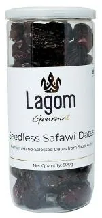 Lagominc Gourmet Seedless Saudi Safawi Dates 500g (Pack of 1)