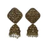 Priyansh Enterprise Handmade Gold Crystal Traditional Ad Earrings For Parties, Festivals For Women