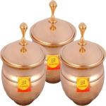 Shivshakti Arts Pure Bronze Kansa Handi, 900 ML - Serving Donga | Bowl | Casserole | Gravy Bucket for Serving Food, Tableware/Serveware - ( Gold ) 3 Pieces Set Gravy Boat Serving Set (Pack of 3)