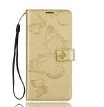 Teletel Butterfly Pu Leather Flip Cover With Card Holder Wallet Case | Mobile Case | Back Cover - Gold) For LG Stylus 2 Plus