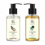 SHAT PRATISHAT Cold Pressed Castor Oil & Coconut Oil Combo For Skin, Hair, Eyelashes