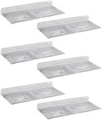 Abyss Pack of 6 Stainless Steel Double Soap Dish, Soap Holder for Bathroom & Kitchen / Soap Stand