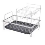 Home Core Stainless Steel Two Tier Detachable Dish Drainer Basket for Kitchen with Drip Tray , Cutlery Holder & Anti Skid Mat | Dish Drainer | Utensils Basket Drainer | L-48cm , W-35cm , H-39cm