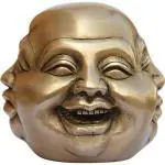 Idol Collections Golden Brass Buddha Idol 4 Face Laughing, Smiling, Angry And Sad