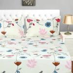 STEDO 180 TC Cotton Double Floral Flat Bedsheet (Pack of 1, Beige)
