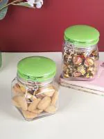 Market 99 Glass Jar with Green Ceramic Lid Pack of 2 Pcs - (Each 700 Ml)
