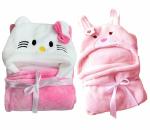 My NewBorn Baby Pink Kitty and Pink Sweetie Wrapper with Fancy Cartoon Cap (0-3 M)