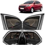 Kingsway Car Magnetic Sun Shades Curtains for Ford Figo Aspire, Model Year : 2014 - 2021, Full Window Cover, Color : Black, Cotton Mesh, Complete Set of 4 Piece