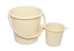 HOMELAZA 2 Pieces Unbreakable Plastic Bathroom Bucket with Mug Set Bucket 5 liter & Mug 1000 ML -Beige-set of 2-SMALL