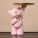 4k 4 KORNER Pink Teddy Bear for Home Decor | Decorative Showpiece | for Bedroom, Living Room, and Office Desk | Size 10 X 9 Cm