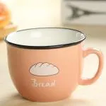 BonZeaL 3D Ceramic Hand Painted Bread Print Coffee Mug Tea Cup Pink 200 ml