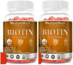 Naturewell Biotin 10000 Mcg Gummies For Hair, Skin And Nails Advanced, 30 Gummies Each (Pack Of 2)